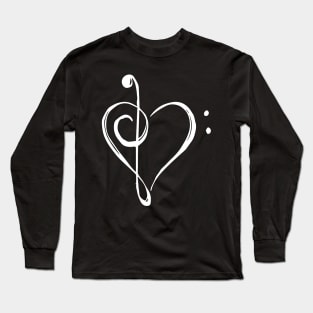 Love Music - Treble and Bass Clef Heart - white Long Sleeve T-Shirt